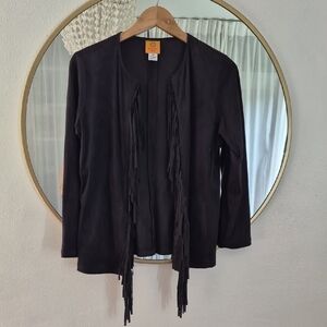 Ruby Rd. Women's Black Fringe Blazer Jacket Med